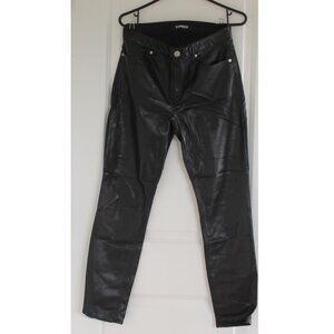 New Express Black PU Leather Pants Y2K Modern Chic Biker Grunge Gothic  Sz 8R